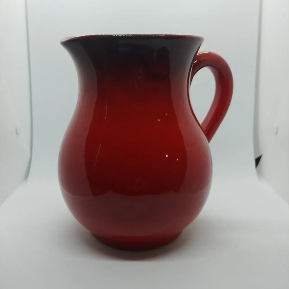 Red Ombre Italian Pottery Pitcher with Handle - Picture 2 of 7